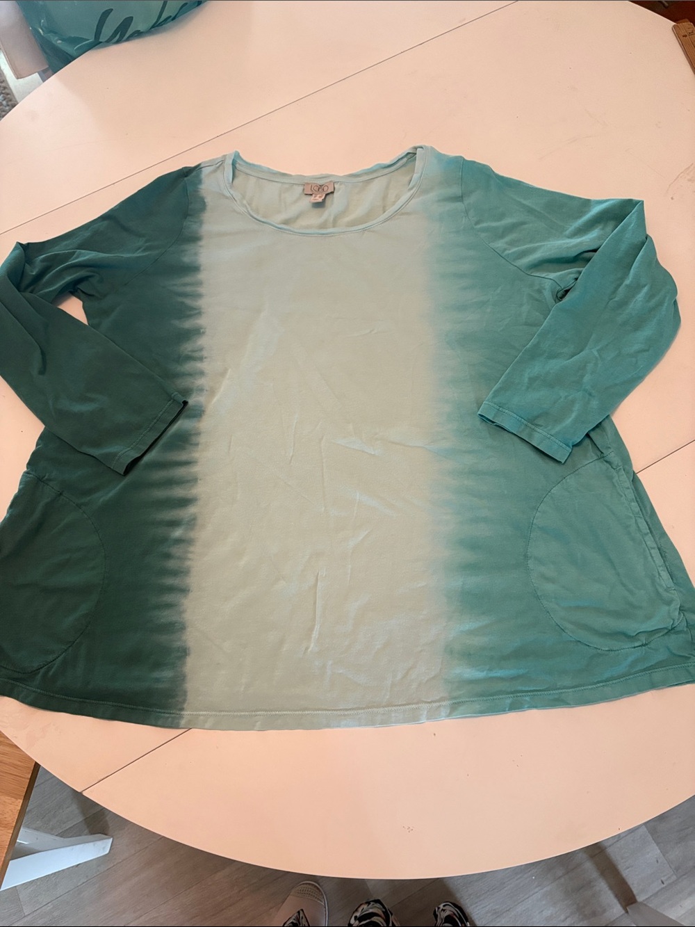 Logo by Lori Goldstein Women’s Ombre Mint Green Scoop Neck Tunic Top